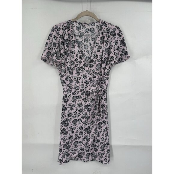 J. Crew Floral Wrap Mini Dress Women 0 Pink Preppy Feminine Romantic Fairy - Picture 1 of 8